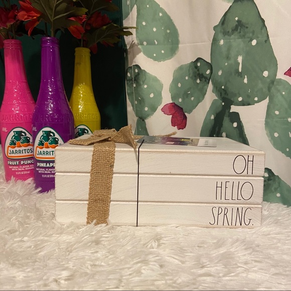Rae Dunn Other - Rae Dunn Wooden Book Stack “Oh Hello Spring”